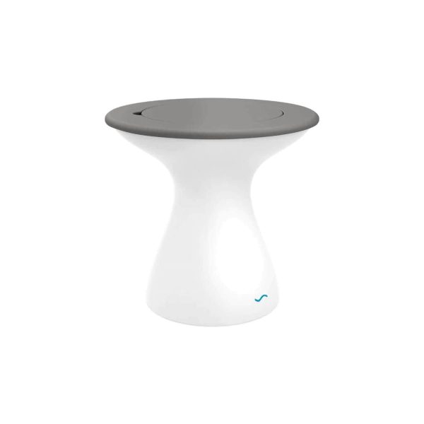 Autograph 21 Inch Round Polyresin End Table w/ Ice Bucket in White/Gray by Ledge Lounger