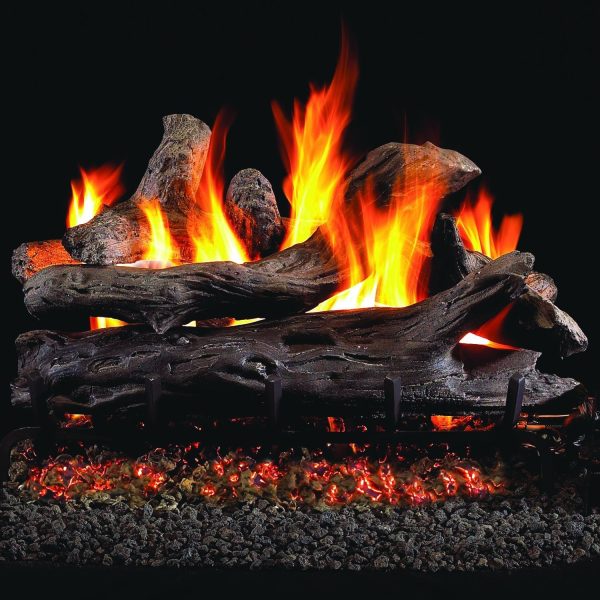 Peterson Real Fyre 24-Inch Coastal Driftwood Outdoor Gas Log Set With Vented Natural Gas Stainless G45 Burner - Match Light
