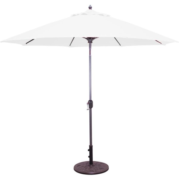 Galtech 9 Ft. Octagonal Aluminum Patio Market Umbrella W/ Crank Lift And Auto Tilt - Charcoal Frame W/ Sunbrella Canvas Natural Canopy