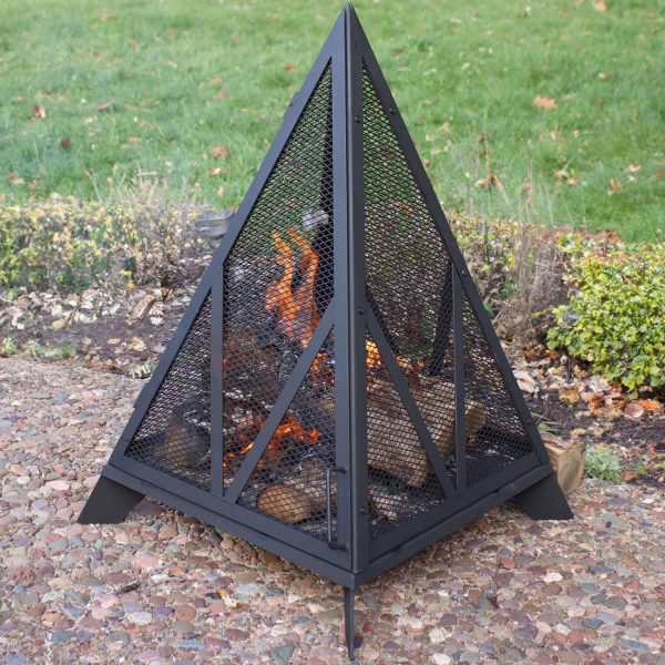 25 Inch Pyramid Steel Wood Burning Fire Pit in Black By Ultimate Patio