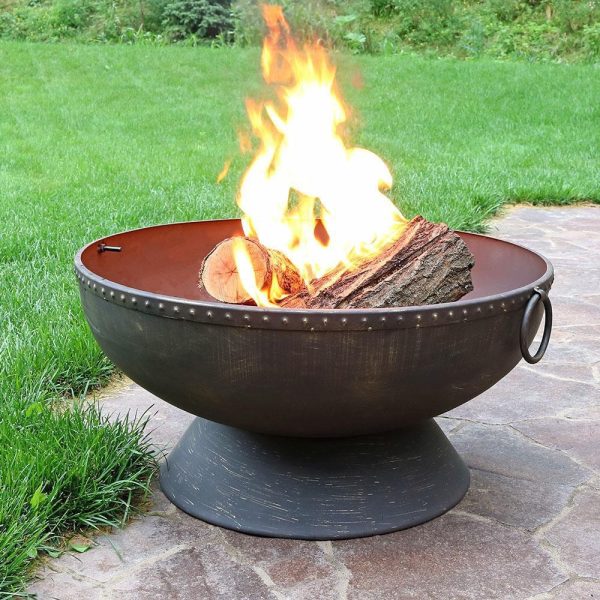 30 Inch Round Steel Wood-Burning Fire Bowl in Bronze by Ultimate Patio