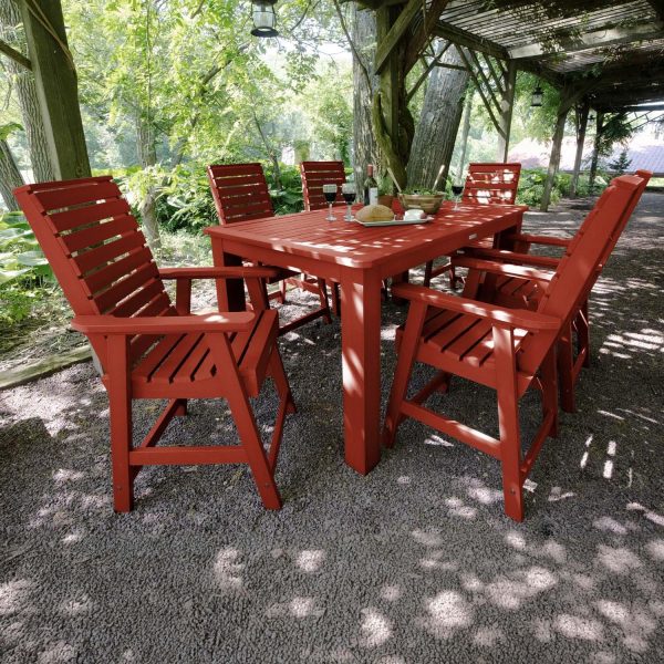 Elm Pointe 7 Pc Recycled Plastic Rectangular Counter Height Dining Set in Rustic Red by Lakeview Outdoor Designs