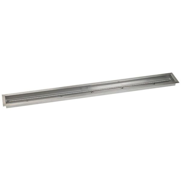 BBQGuys Signature 72 X 6-Inch Stainless Steel Linear Drop-In Fire Pit Pan W/ Built-In Natural Gas H-Burner - SS-LCB-72