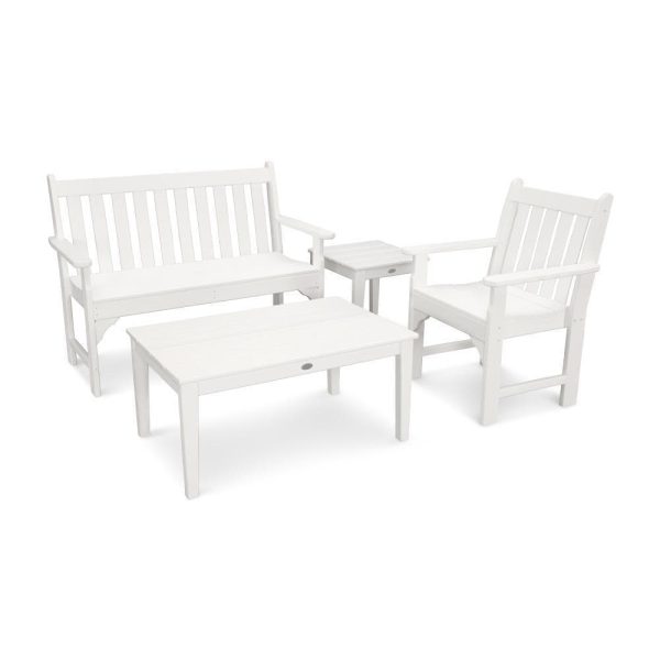 Vineyard 4 Pc Recycled Plastic Seating Set in White by POLYWOOD