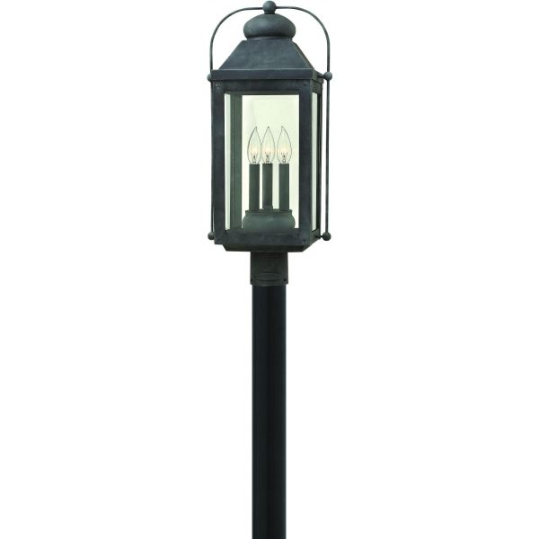 Hinkley Lighting Anchorage Three Light 24-Inch Outdoor Post Light - Aged Zinc - 1851DZ