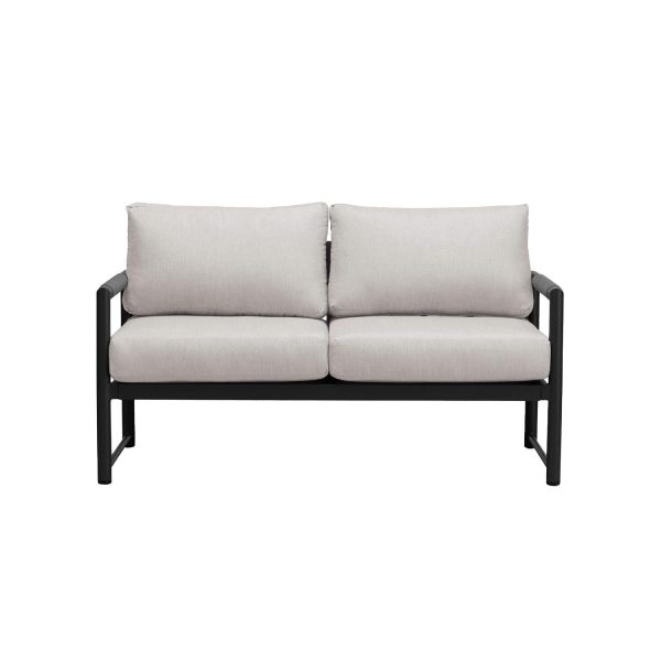 Avenue Bay 2 Person Aluminum Loveseat in Black/Cast Silver by Lakeview Outdoor Designs
