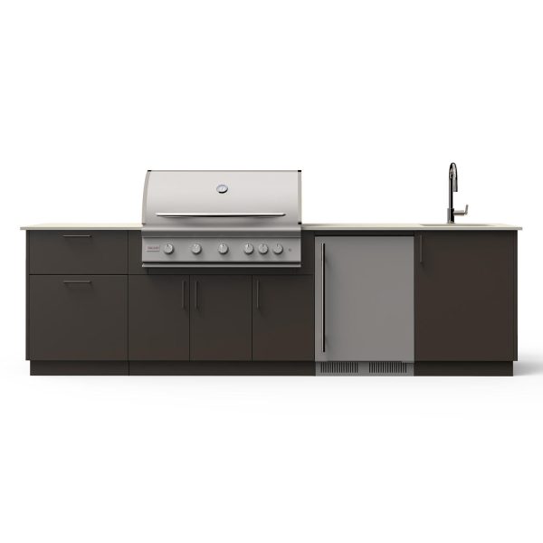 Blaze Golden Hour 10-Ft Outdoor Kitchen Island w/ 40-Inch LTE+ Propane Grill, Fridge, Sink in Architectural Bronze w/ Aeris Countertop