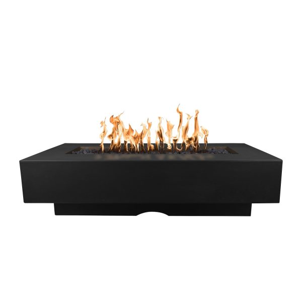 Del Mar 60 Inch Rectangular GFRC Propane Fire Pit in Black by The Outdoor Plus