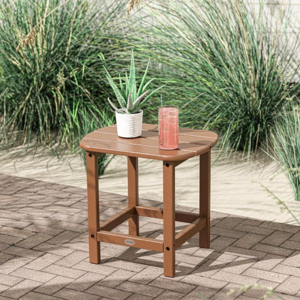 South Beach Recycled Plastic End Table in Teak by POLYWOOD