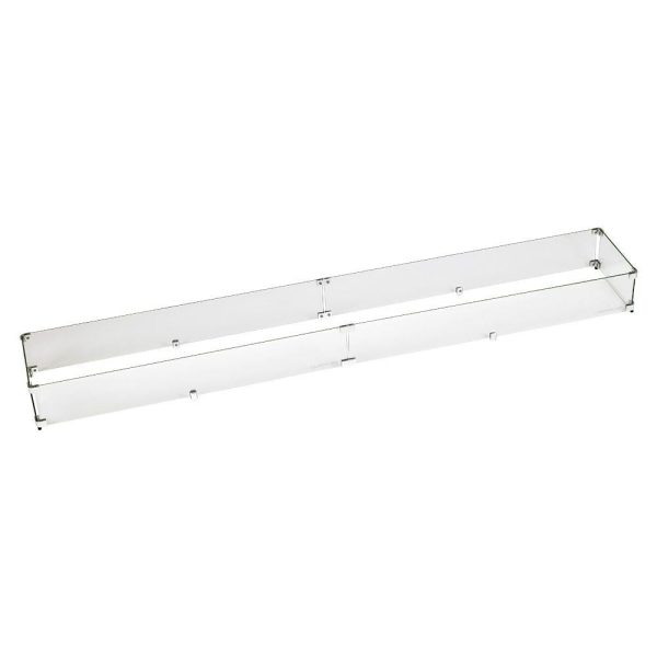 BBQGuys Signature Polished Glass Flame Guard For 72-Inch Linear Drop-In Fire Pit Pans - FG-LCB-72