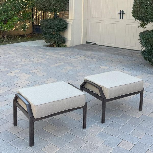 Atlantis 2 Pc Aluminum Ottoman Set in Walnut/Beige by Darlee