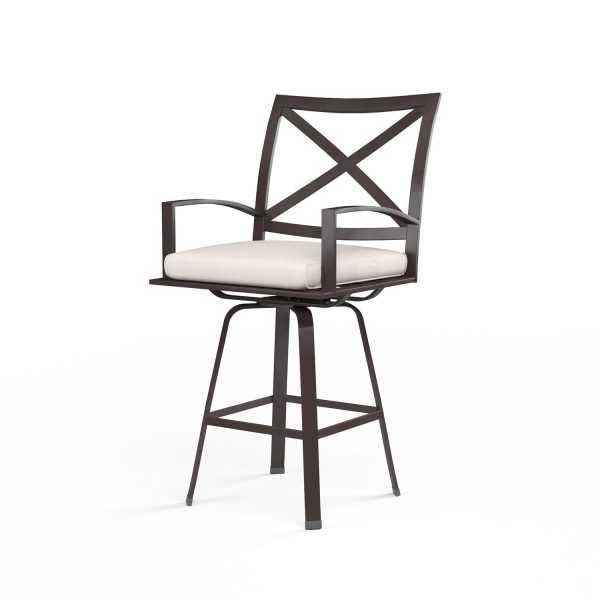 La Jolla Aluminum Patio Swivel Counter Stool in Canvas Natural w/ Self Welt By Sunset West