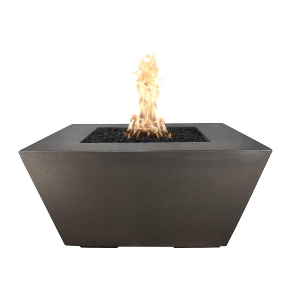 Redan 50 Inch Square GFRC Propane Fire Pit w/ Glow Plug in Chocolate by The Outdoor Plus