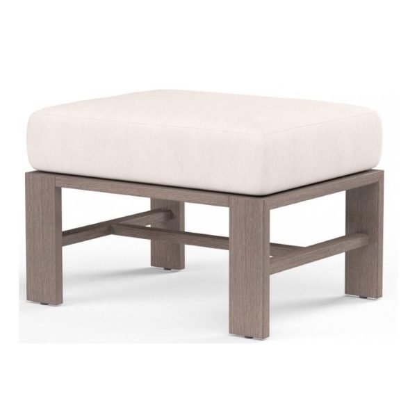 Laguna Aluminum Ottoman in Driftwood/Canvas Natural by Sunset West