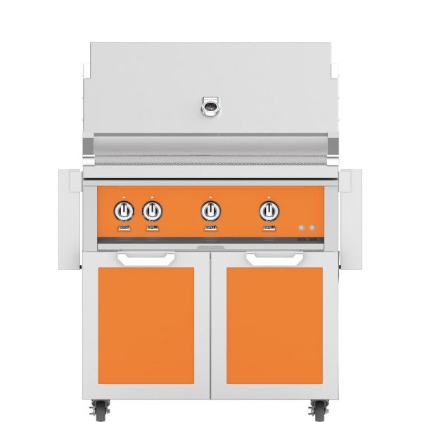 Hestan 36-Inch Propane Gas Grill W/ Sear Burner & Rotisserie On Double Door Tower Cart - Citra - GMBR36-LP-OR