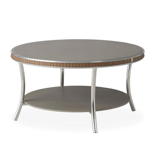 Essence 33 Inch Round Lloyd Loom Coffee Table in Hickory by Lloyd Flanders