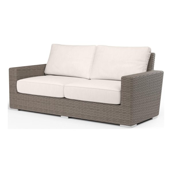 Coronado Wicker Loveseat in Driftwood/Canvas Natural by Sunset West