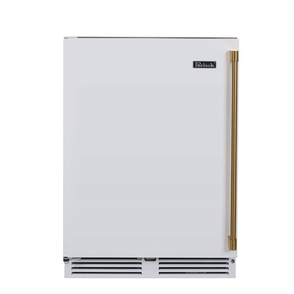 Perlick 24 Inch 5.2 Cu. Ft. Signature Series Stainless Steel Outdoor Freezer w/ Door Lock & Factory Installed Matte White Solid Door - Right Hinge
