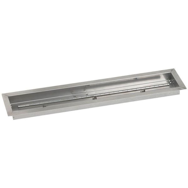BBQGuys Signature 36 X 6-Inch Stainless Steel Linear Drop-In Fire Pit Pan W/ Built-In Propane Gas H-Burner - SS-LCB-36-LP