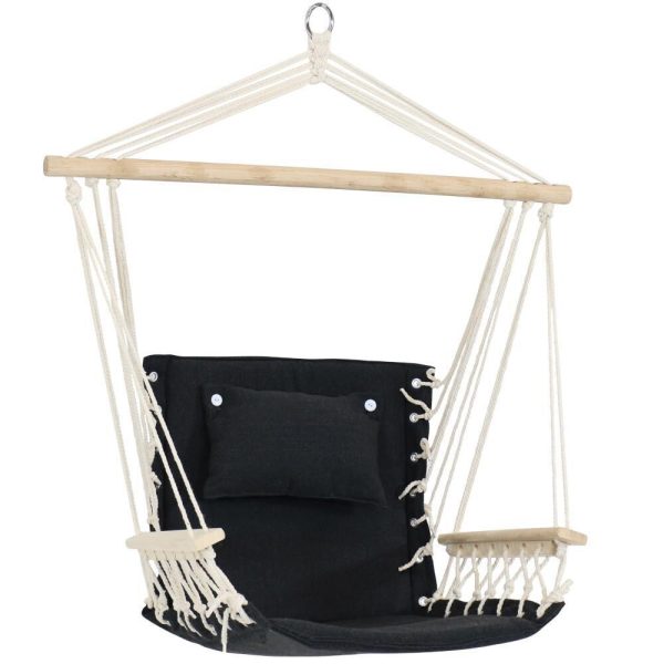 Ultimate Patio Polycotton Hammock Chair w/ Armrests - Storm