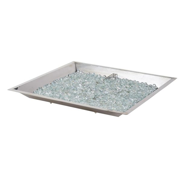The Outdoor GreatRoom Company 24-Inch Square Natural Gas Crystal Fire Plus Burner - Stainless Steel - CFP2424-K-DIY-NG