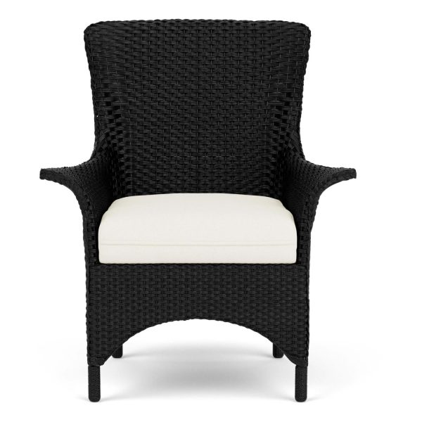 Mandalay Wicker Dining Arm Chair in Ebony/Sailcloth Salt By Lloyd Flanders