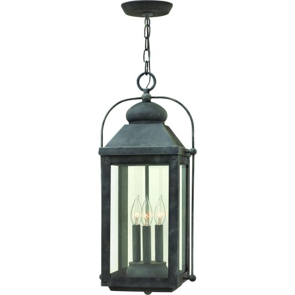 Hinkley Lighting Anchorage Three Light 24-Inch Outdoor Hanging Lantern - Aged Zinc - 1852DZ