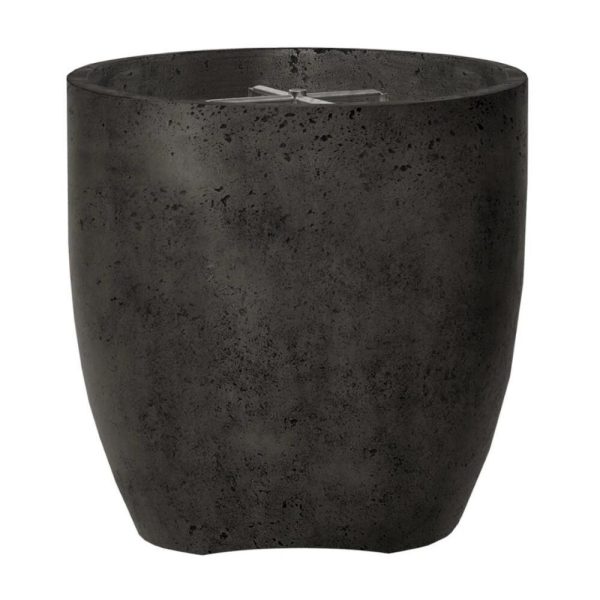 Bloomview 2 24 Inch Round GFRC Natural Gas Fire Bowl in Ebony by Lakeview Outdoor Designs
