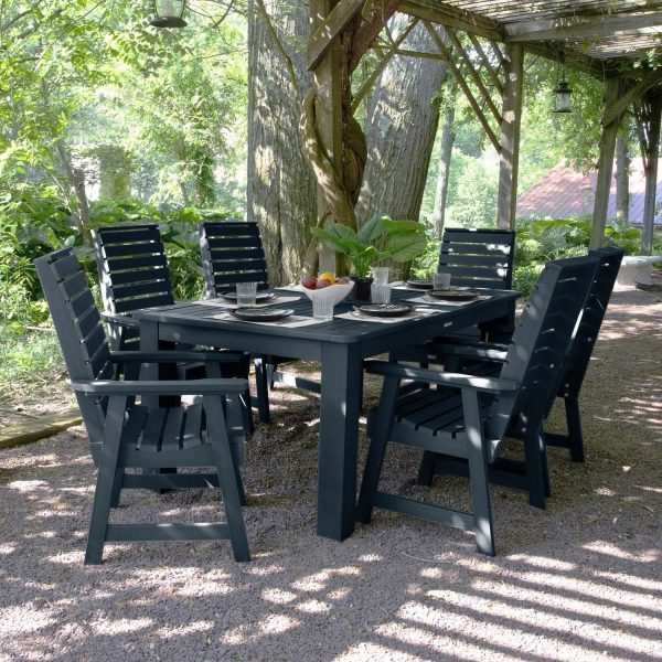Elm Pointe 7 Pc Recycled Plastic Rectangular Dining Set in Federal Blue by Lakeview Outdoor Designs