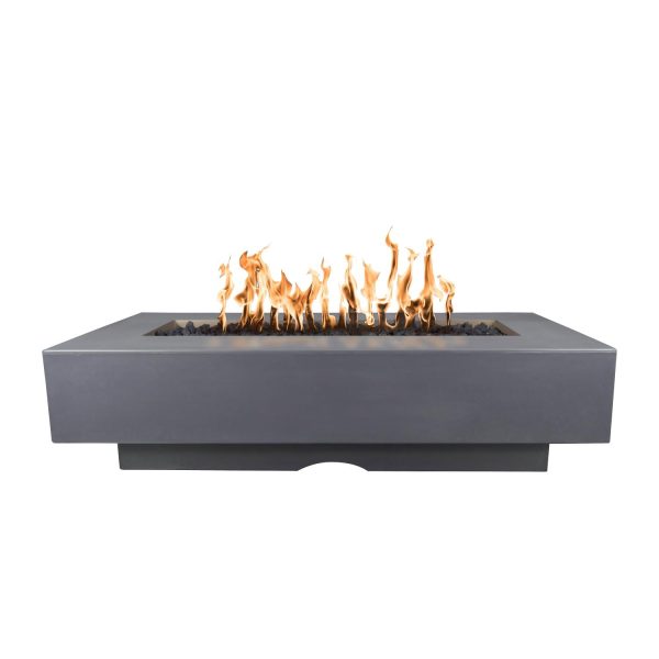 Del Mar 72 Inch Rectangular GFRC Natural Gas Fire Pit in Gray by The Outdoor Plus