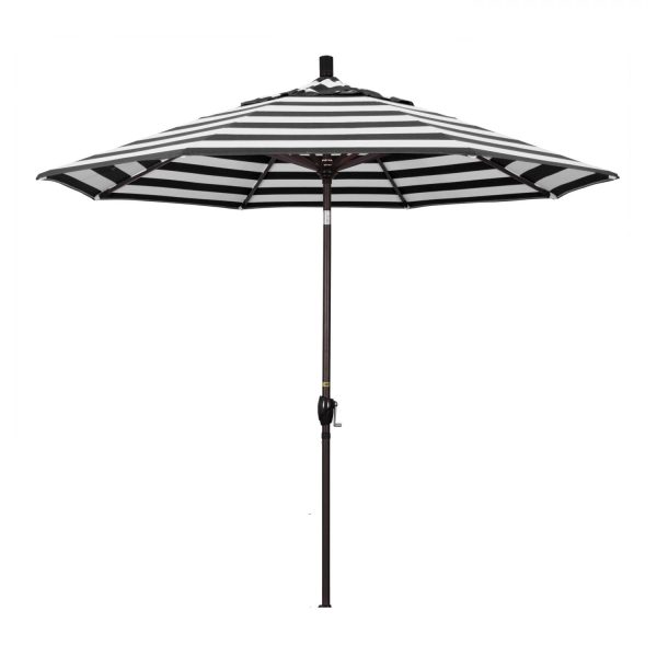 California Umbrella Pacific Trail Series 9 Ft Octagonal Aluminum Push Button Tilt Patio Umbrella W/ Crank Lift -  Bronze Frame / Sunbrella Cabana Classic Canopy