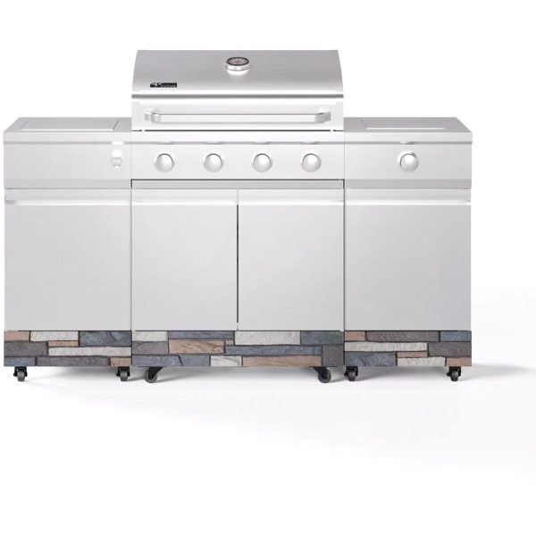 TYTUS Fresno Series 4-Burner Stainless Steel + Ash Stone BBQ Island - TDT-021-0704
