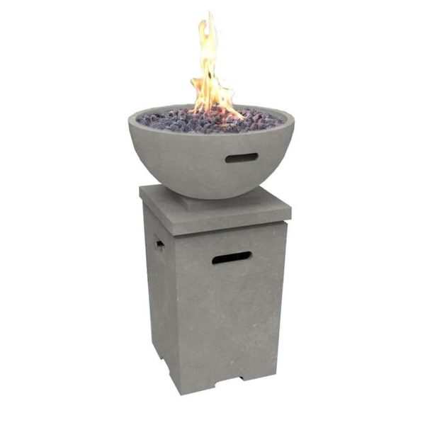 Colonyhouse 21 Inch Square Concrete Propane Fire Pit in Gray by Lakeview Outdoor Designs