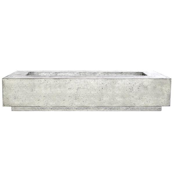 Cascata Bay 6 90 Inch Rectangular GFRC Propane Fire Pit Table in Natural by Lakeview Outdoor Designs