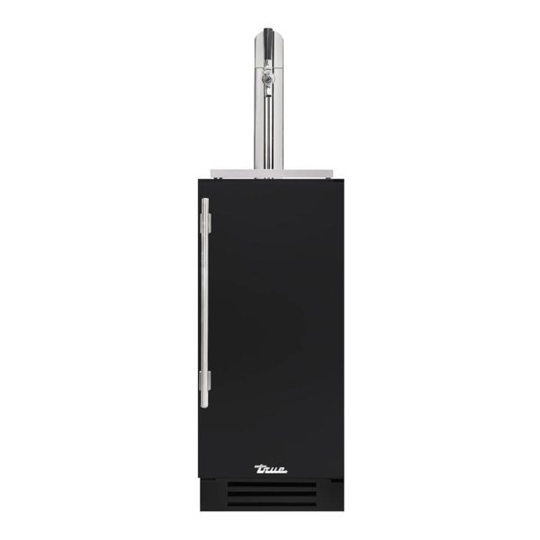 True 15 Inch Right Hinge Outdoor Single Tap Beverage Dispenser - Matte Black w/ Stainless Handle - TUR-15BD-R-OP-C~DSK-027-H04