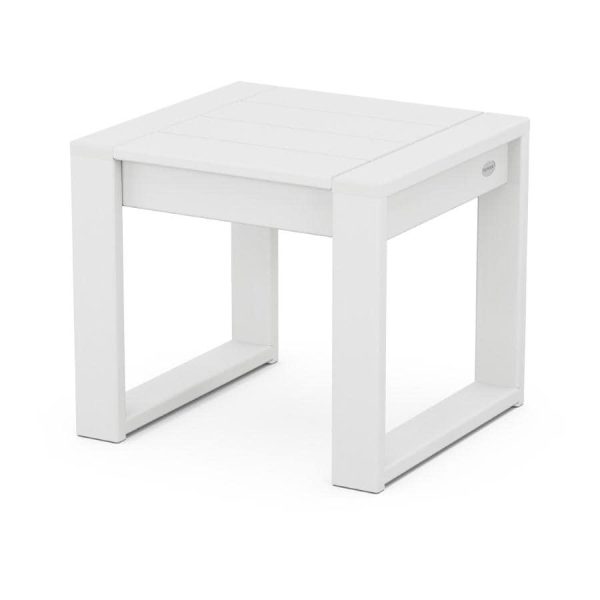 EDGE 20 X 18 Inch Rectangular Recycled Plastic End Table in White by POLYWOOD