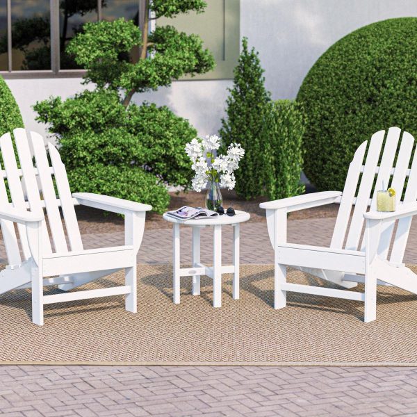 Classic Adirondack 3 Pc Recycled Plastic Seating Set in White by POLYWOOD