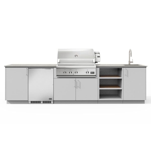 Urban Bonfire Breeze 36 Outdoor Kitchen w/ DCS Propane Grill, Sink, Refrigerator, Keon Dekton Countertop & Chantilly Finish - B-Breeze-36-DCS-Keon-Chantilly