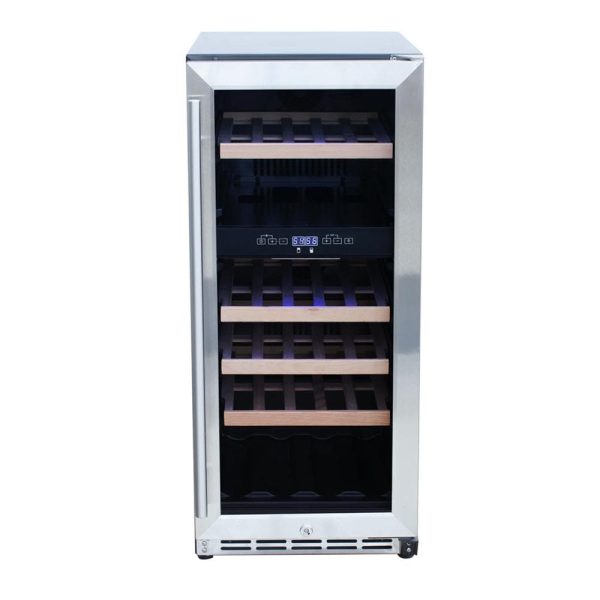 RCS 15-Inch 3.2 Cu. Ft. Outdoor Rated Stainless Steel Wine Cooler with Glass Window - RWC1