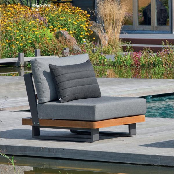 Fitz Roy Aluminum/Teak Armless Club Chair in Lava By KETTLER