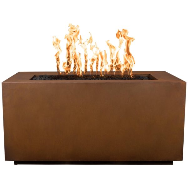 Pismo 60 Inch Rectangular Corten Steel Natural Gas Fire Pit in Copper by The Outdoor Plus