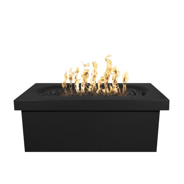Ramona 60 Inch Rectangular GFRC Natural Gas Fire Pit Table w/ Glow Plug in Black by The Outdoor Plus