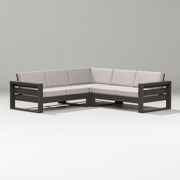Latitude 4 Person Sectional Sofa in Vintage Coffee/Dune Burlap By PW Designer Series