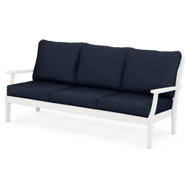 Braxton Recycled Plastic Sofa in White/Marine Indigo by POLYWOOD