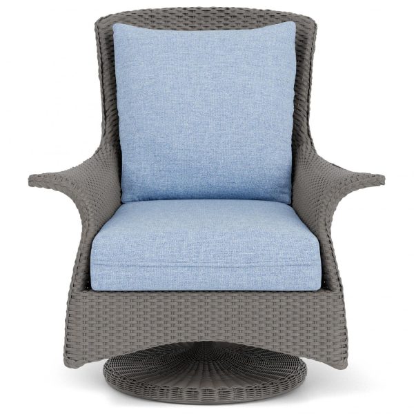 Mandalay Lloyd Loom Swivel Rocker Club Chair in Pewter/Demo Skyway by Lloyd Flanders