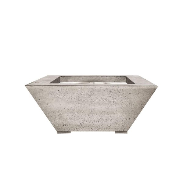 Pelican View 30 Inch Square GFRC Propane Fire & Water Bowl in Natural Concrete by Lakeview Outdoor Designs