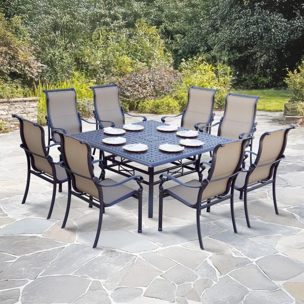 Monterey 9 Pc Cast Aluminum Dining Set in Antique Bronze By Darlee