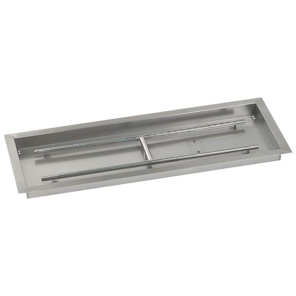 BBQGuys Signature 36 X 12-Inch Stainless Steel Rectangular Drop-In Pan W/ Built-In Natural Gas H-Burner - SS-AFPP-36