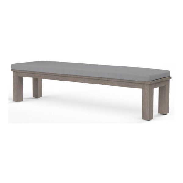 Laguna 72 Inch Aluminum Bench in Driftwood/Canvas Granite by Sunset West