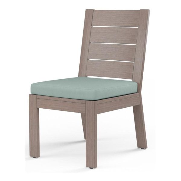 Laguna Aluminum Dining Side Chair w/ No Welt in Driftwood/Cast Mist by Sunset West